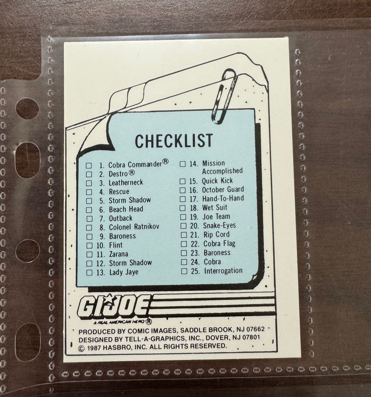 1987 Hasbro Comic Images G.I.Joe Complete Card Set (55) NM