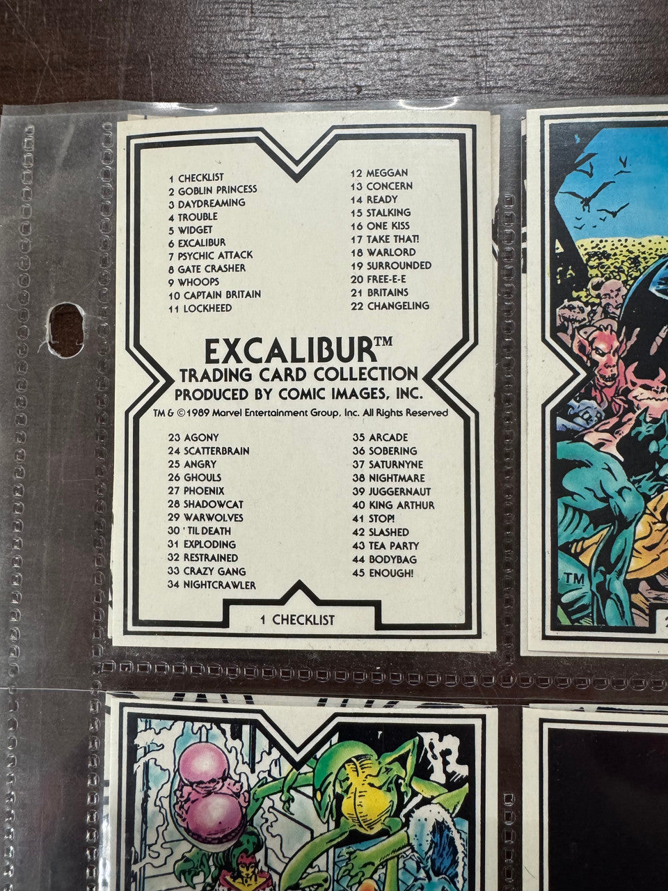 1989 Marvel Comic Images Excalibur Complete Card Set (45) NM