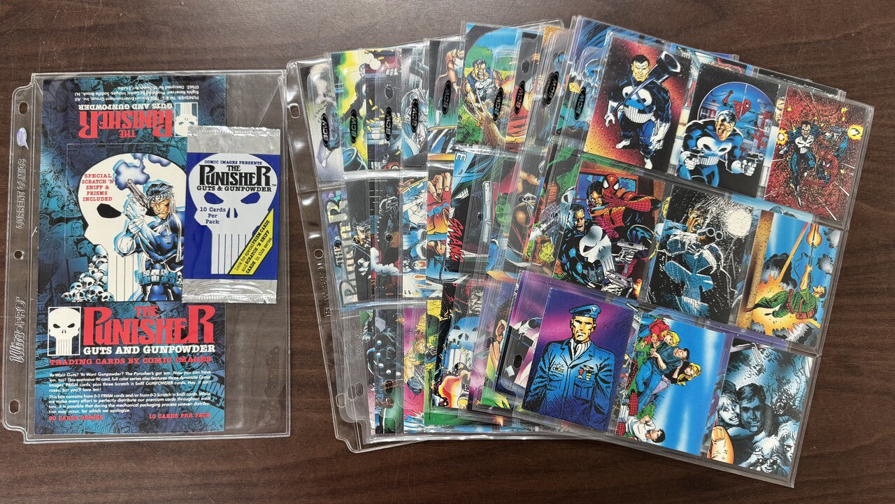 1992 Marvel The Punisher Guts and Gunpowder Complete Set (90) + Prism Inserts NM