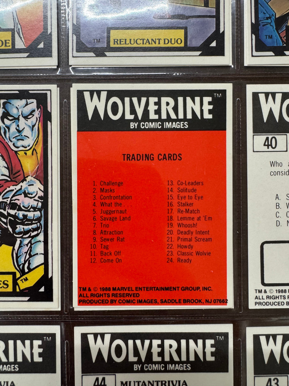 1988 Marvel Comic Images Wolverine Complete Card Set (50) NM