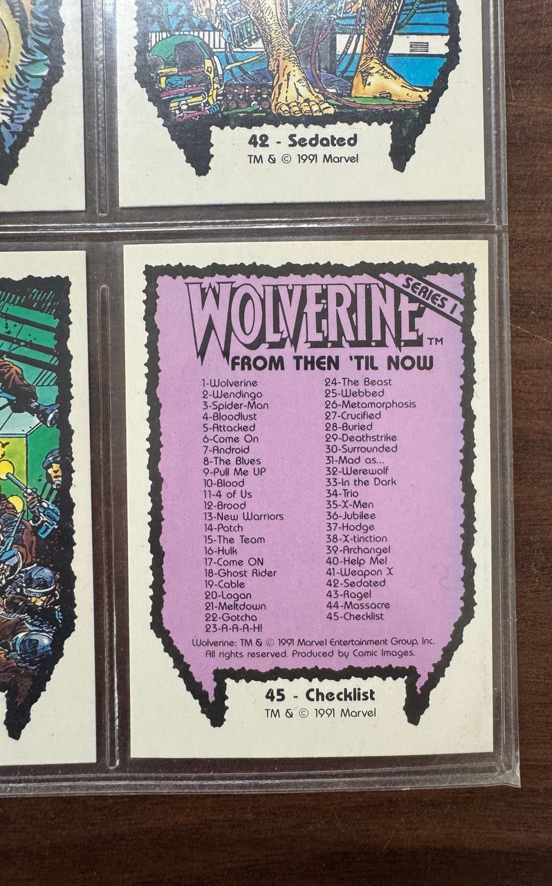 1991 Marvel Wolverine From Then 'Til Now Series 1 Complete Card Set (45) NM