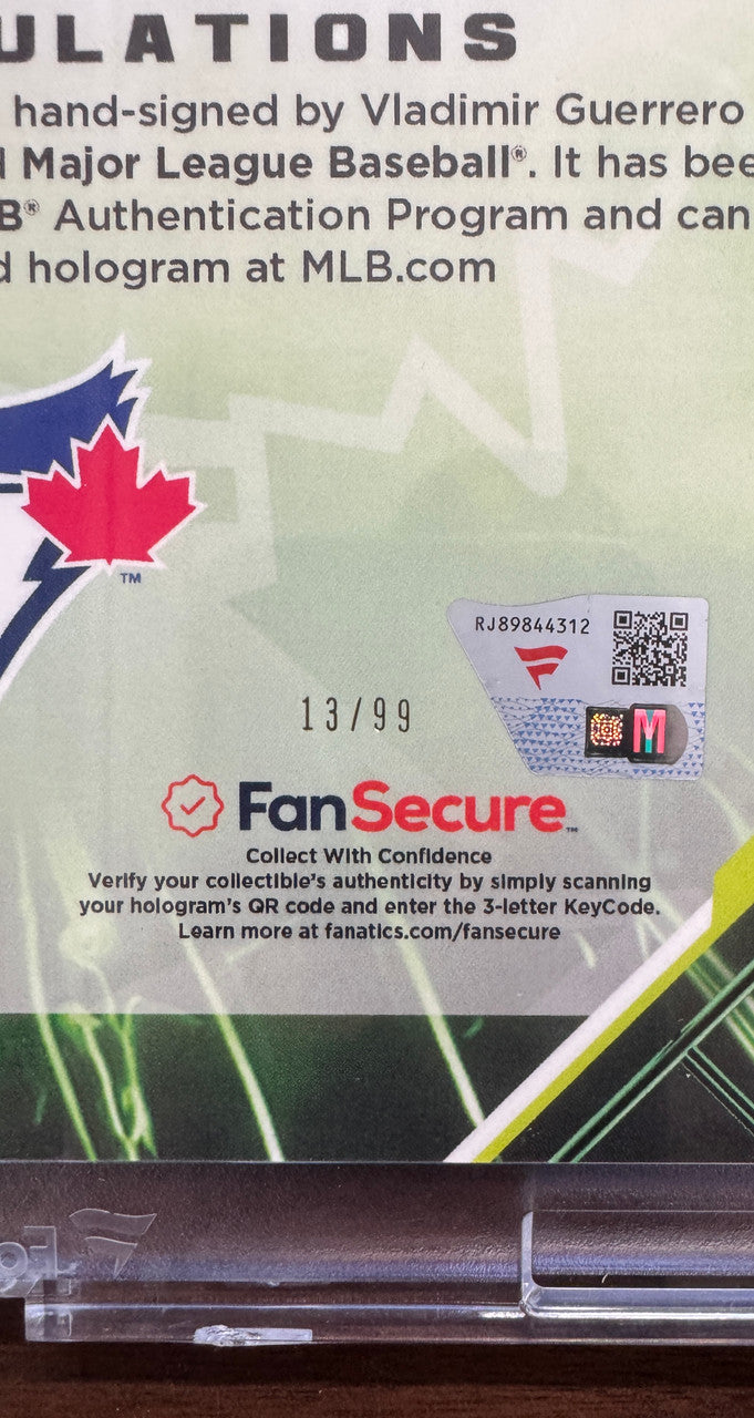 2025 Fanatics Under Wraps Emanate Vladimir Guerrero Jr. 8x10 Auto Green /99