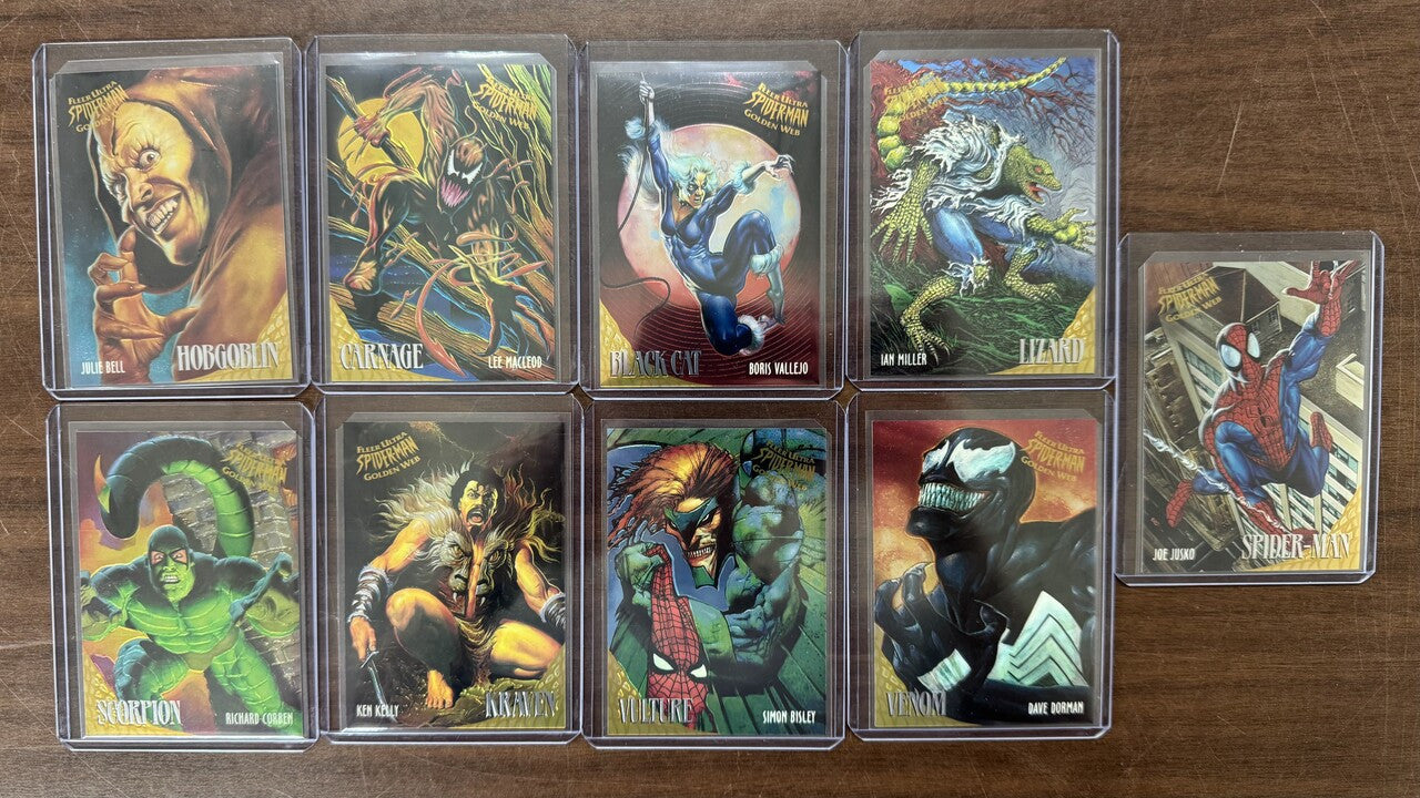 1995 Fleer Ultra Spider-Man Golden Web Complete Insert Set (9) NM