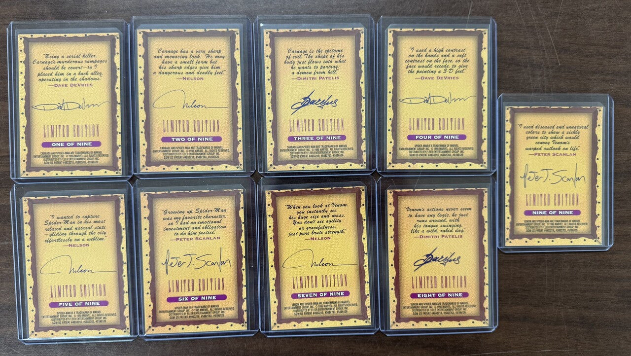 1995 Fleer Ultra Spider-Man Masterpieces Complete Insert Set (9) NM