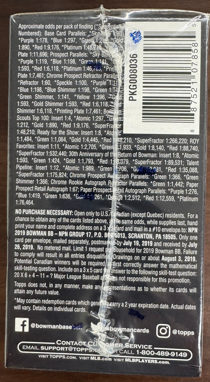 2019 Bowman Baseball Blaster Box Factory Sealed