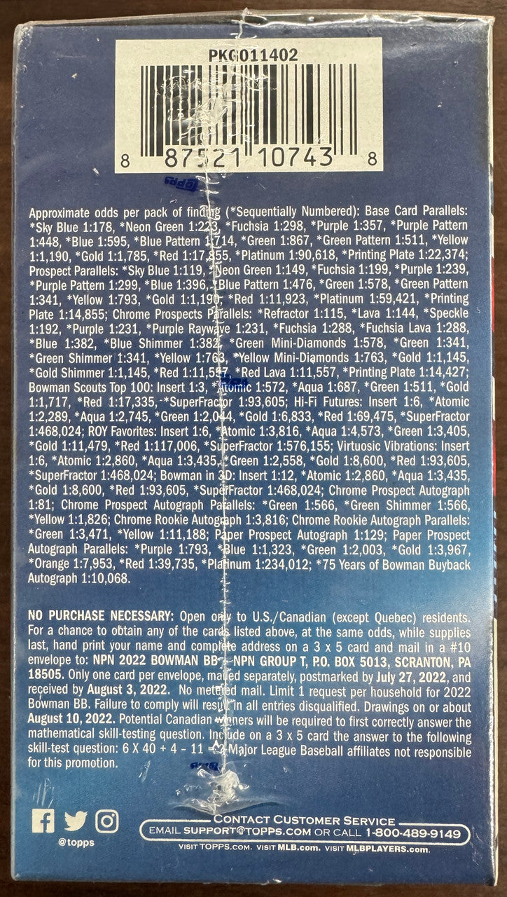 2022 Bowman Baseball Blaster Box Factory Sealed