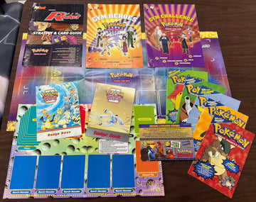 Vintage Pokemon TCG League Items Lot, Playmat, Guide, Badge Book