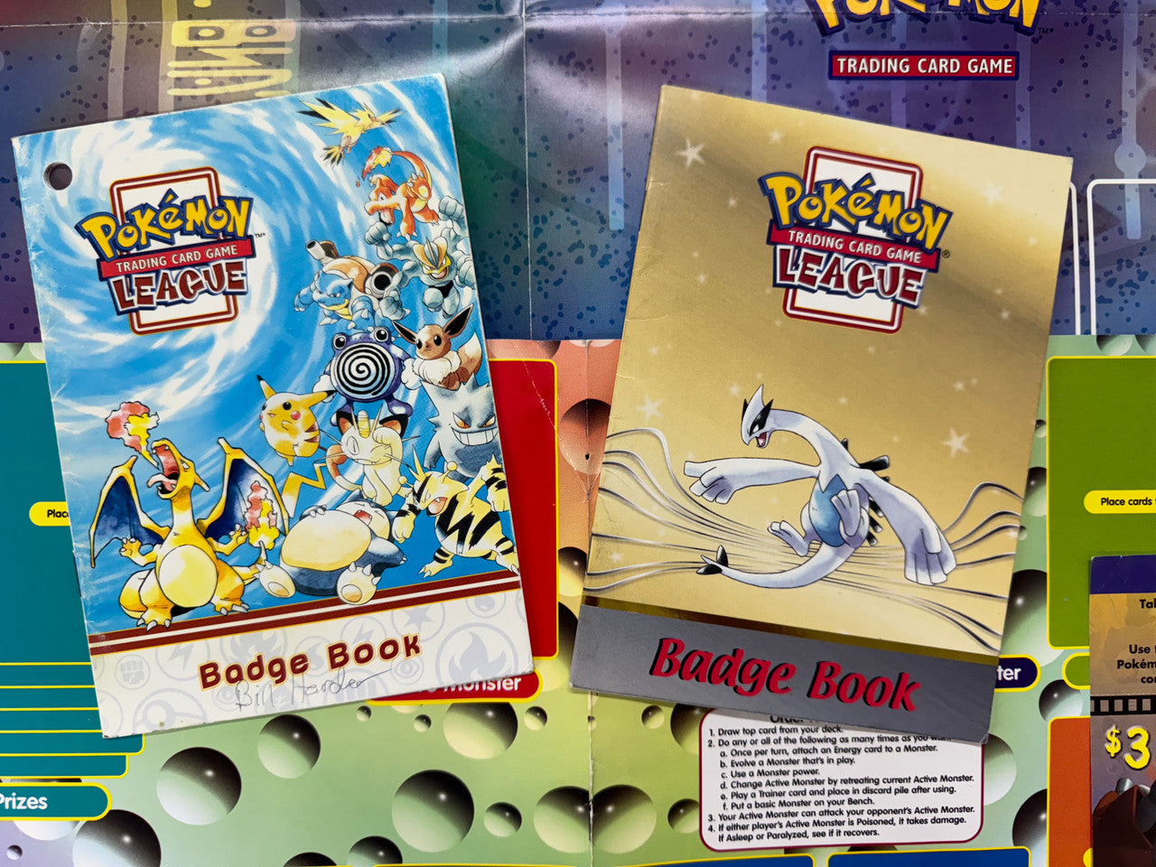 Vintage Pokemon TCG League Items Lot, Playmat, Guide, Badge Book