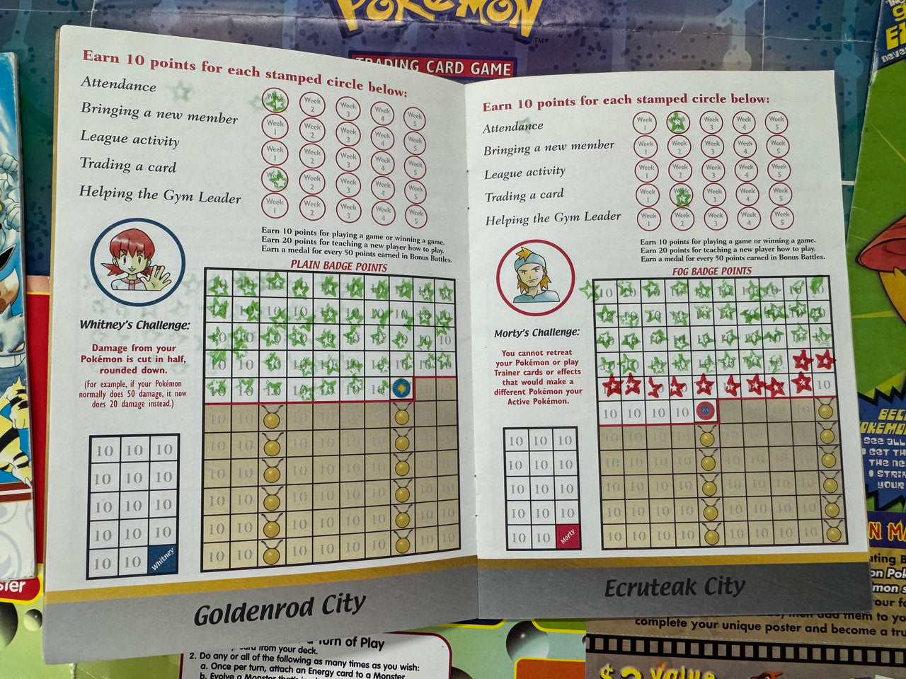 Vintage Pokemon TCG League Items Lot, Playmat, Guide, Badge Book