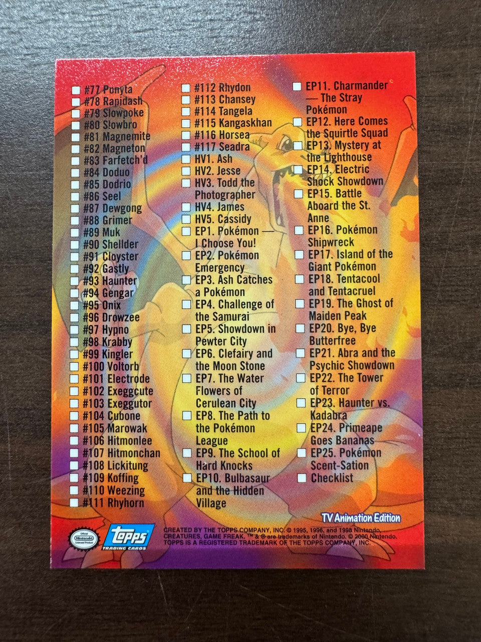 2000 Topps Series 2 Pokemon TV Series Blue Logo Complete Set (72) NM