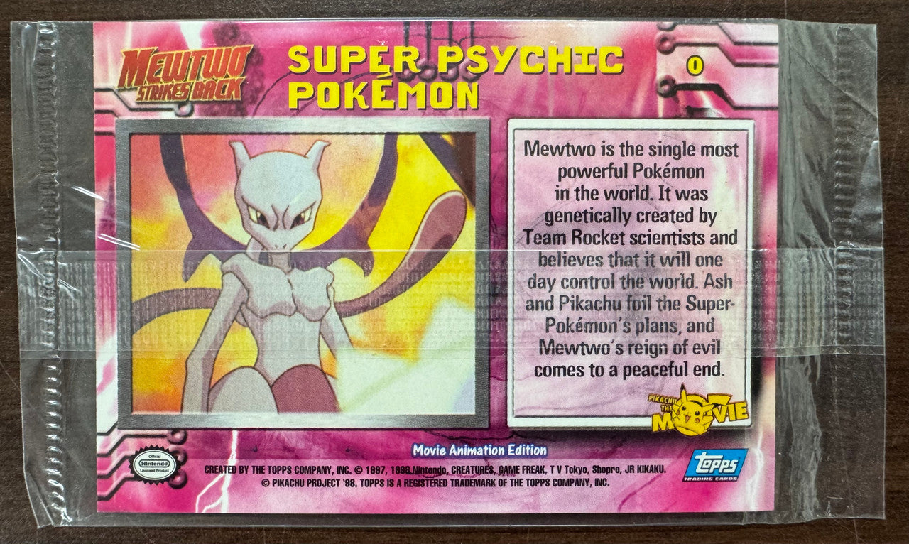 1998 Topps Pokemon The Movie Sealed Mewtwo Strikes Back Promo Card