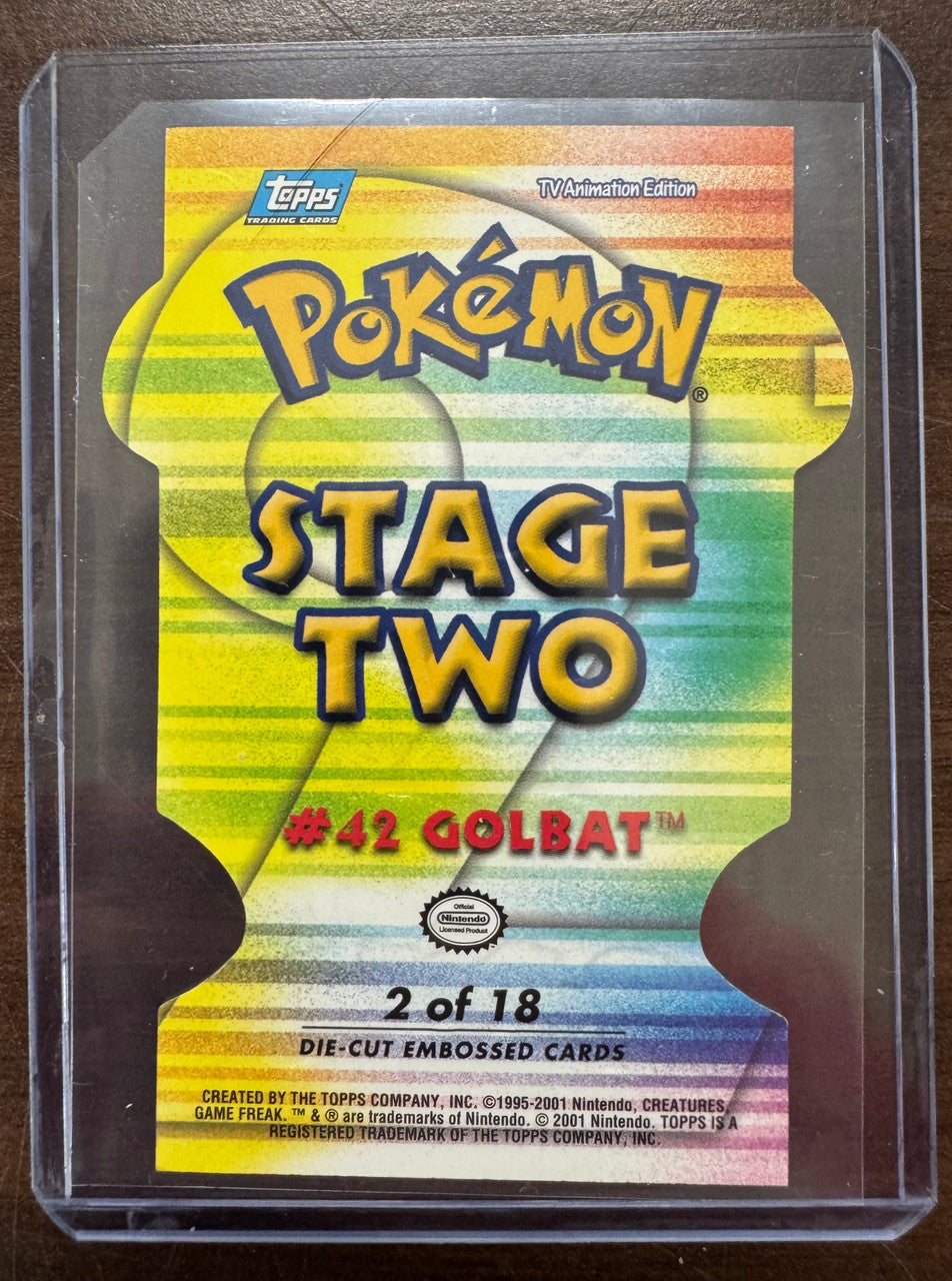 2001 Topps Pokemon Golbat Johto Die-Cut #42 Blue Label NM