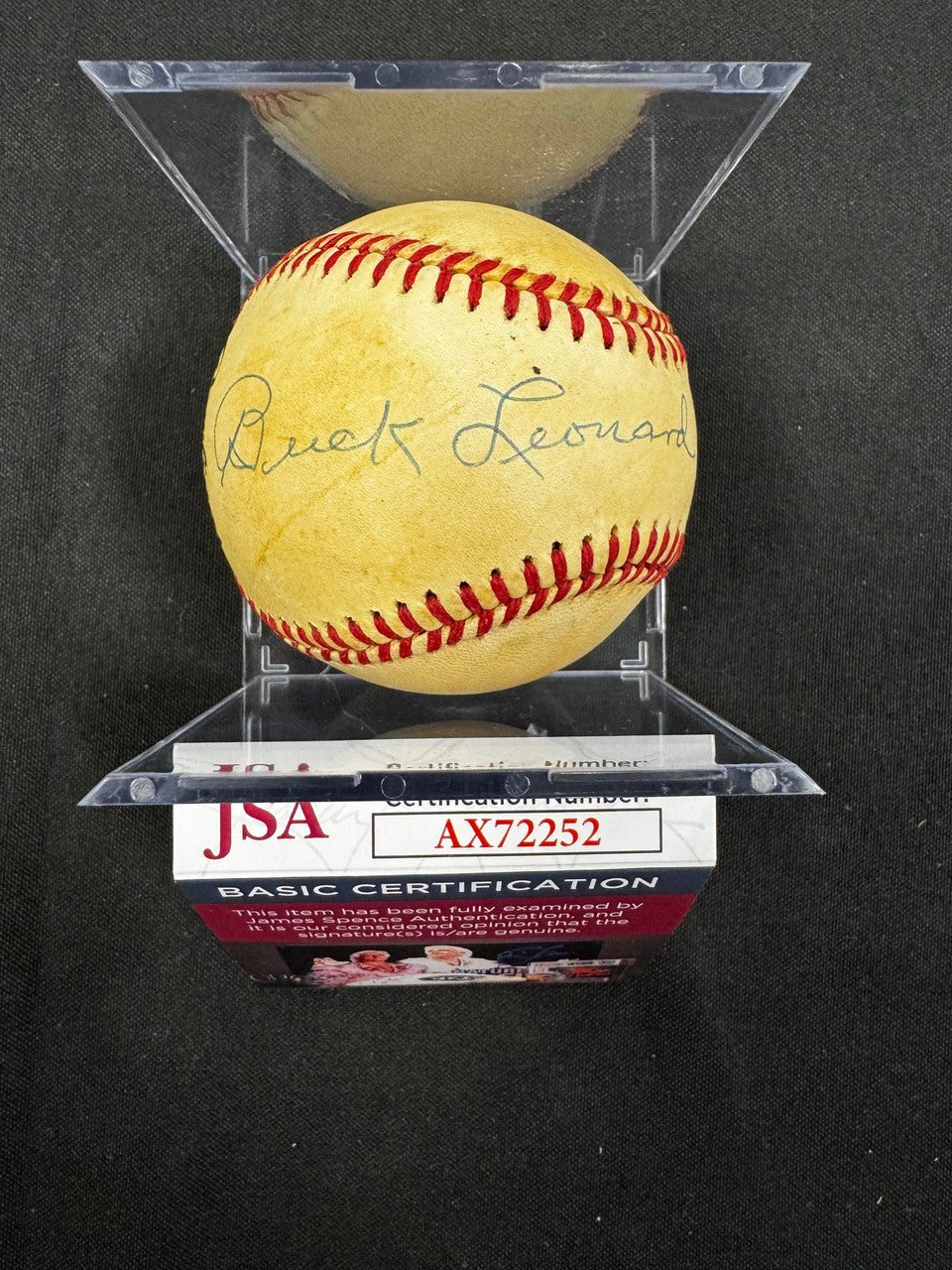 Buck Leonard Signed Autographed Rawlings ONL Baseball JSA