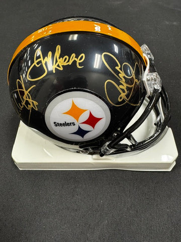 Greene Greenwood Holmes White Steel Curtain Signed Autographed Mini Helmet JSA
