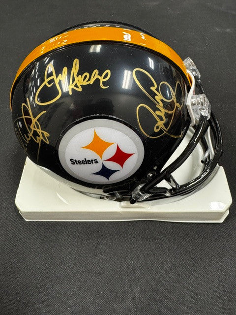 Greene Greenwood Holmes White Steel Curtain Signed Autographed Mini Helmet JSA