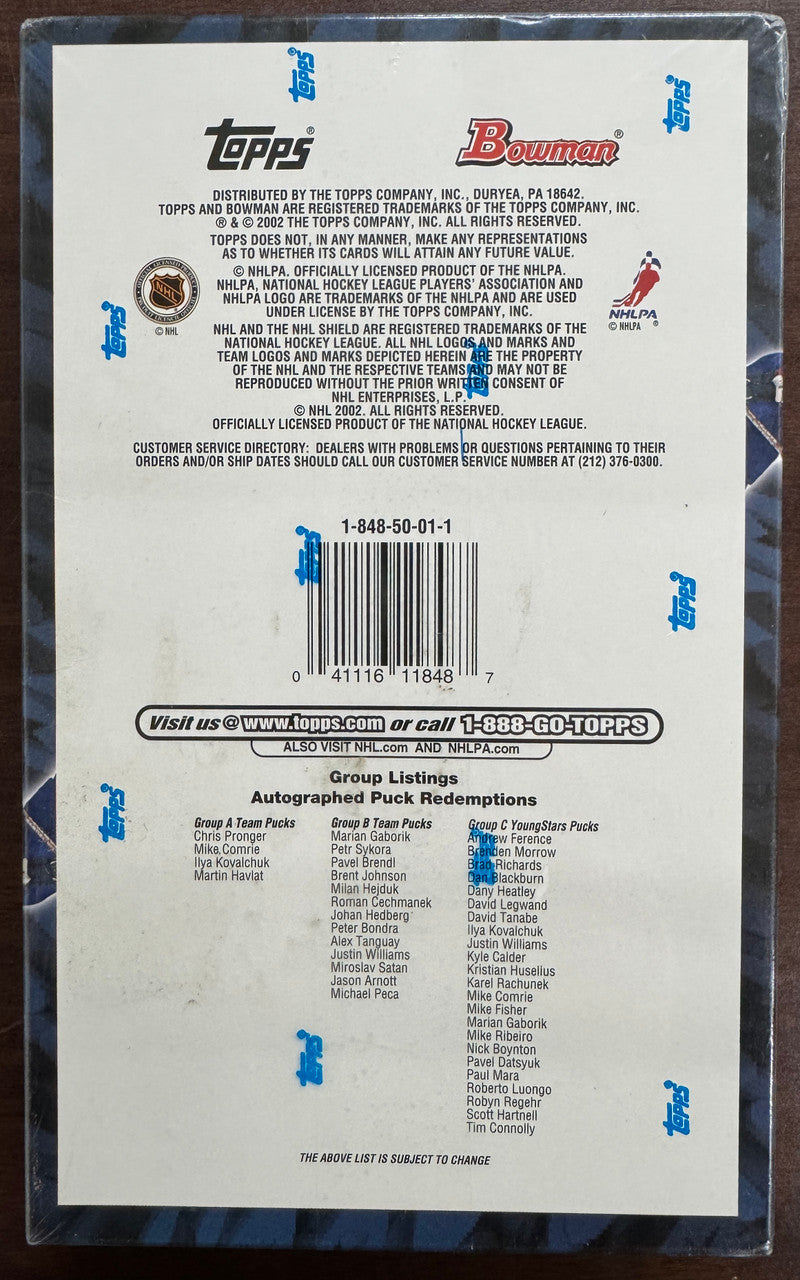 2001/02 Bowman Young Stars Hockey 24 Pack Box Factory Sealed