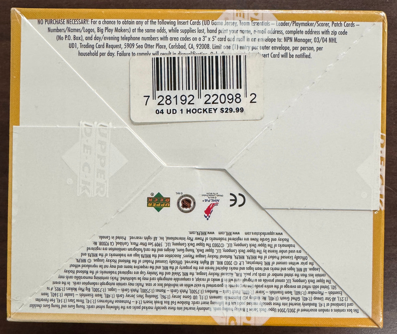 2003/04 Upper Deck Hockey Series 1 24 Pack Retail Box Factory Sealed