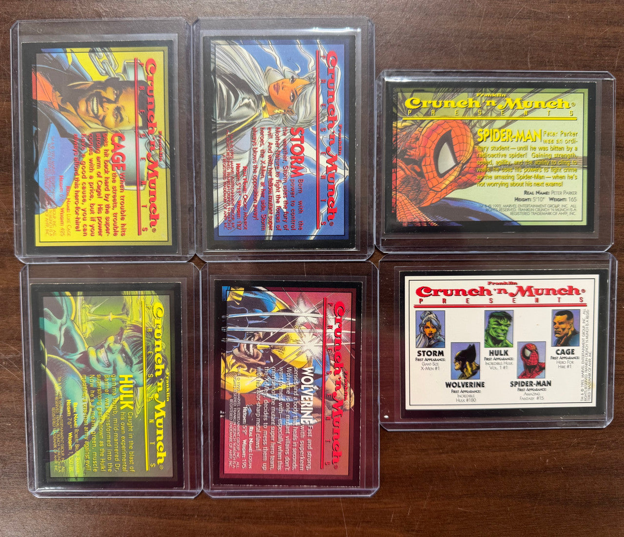 1993 Crunch 'n Munch Marvel Comics 1st Edition Complete Set (6) EX