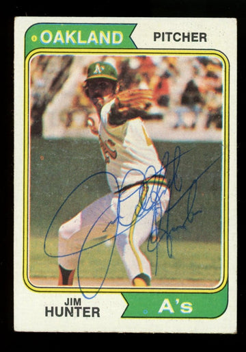 1974 Topps Jim "Catfish" Hunter #7 Signed Autographed Card JSA