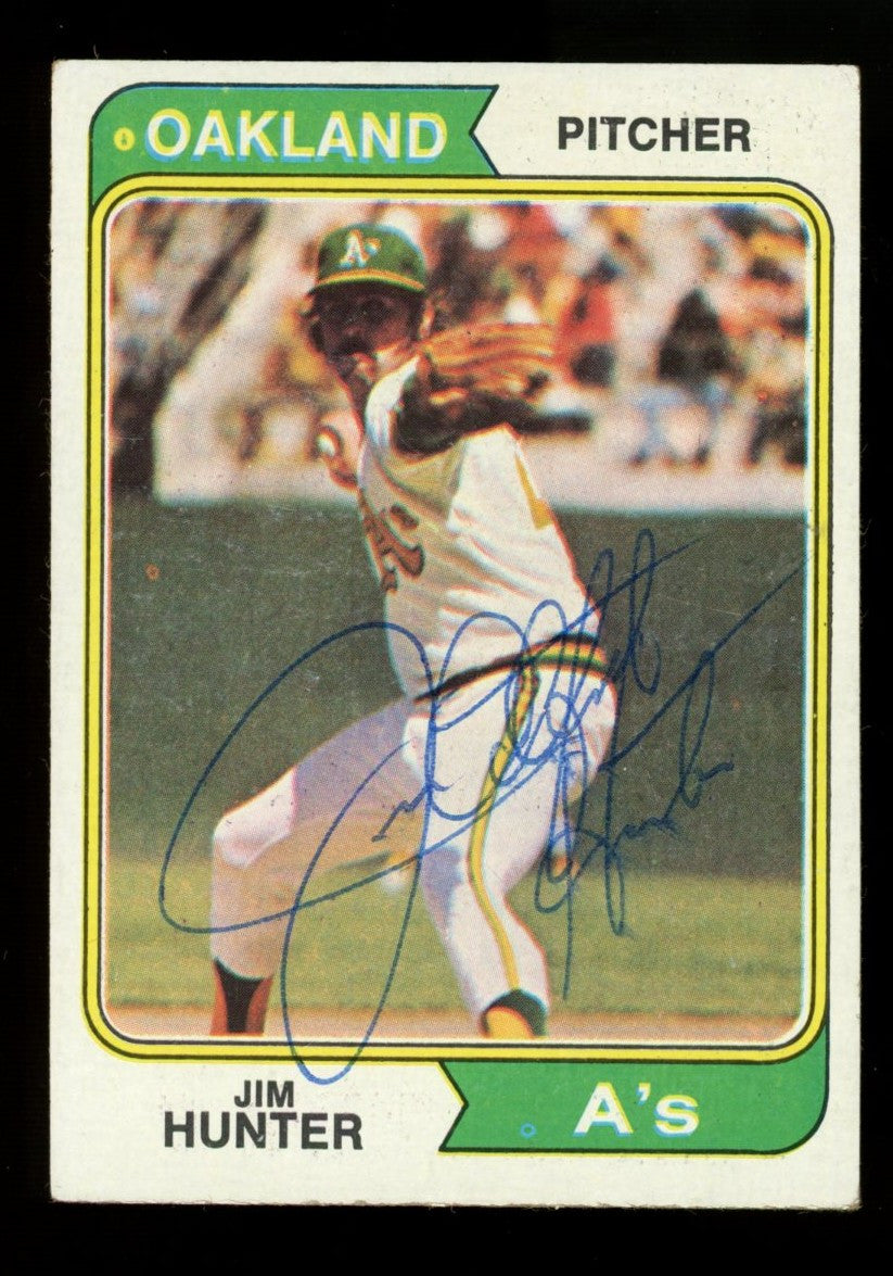 1974 Topps Jim "Catfish" Hunter #7 Signed Autographed Card JSA