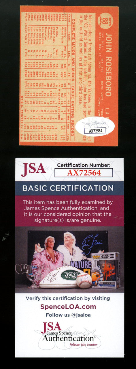 1964 Topps John Roseboro #88 Signed Autographed Card JSA
