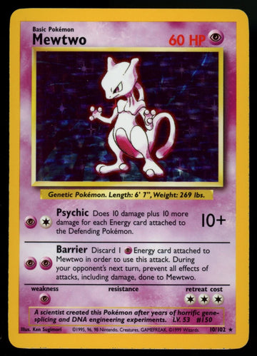 Pokemon Mewtwo Base Set Unlimited #10/102 LP "A"