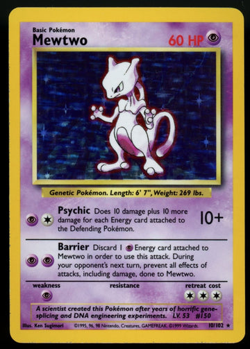 Pokemon Mewtwo Base Set Unlimited #10/102 LP "B"