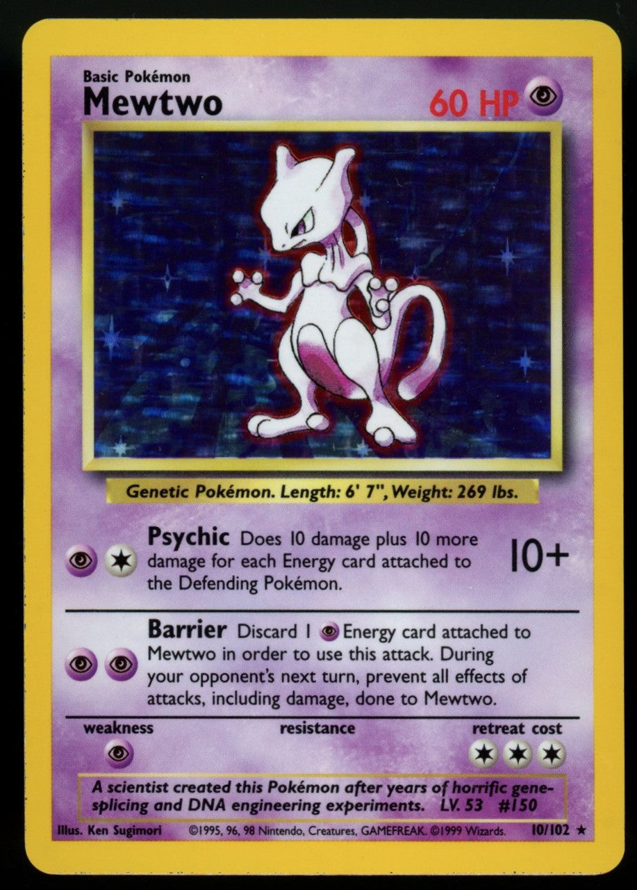 Pokemon Mewtwo Base Set Unlimited #10/102 LP "B"