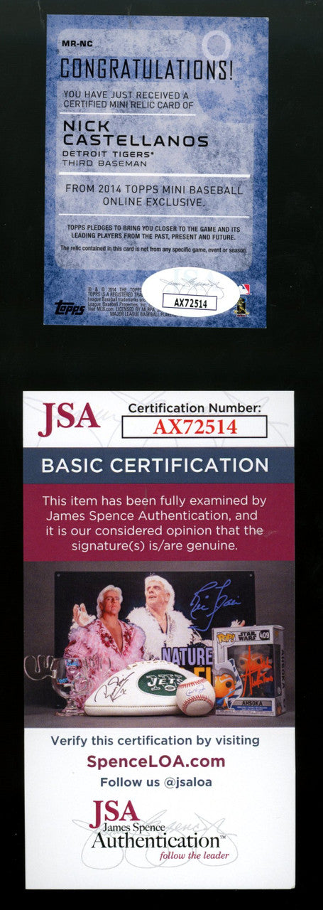 2014 Topps Nick Castellanos #MR-NC Patch Signed Autographed Card JSA