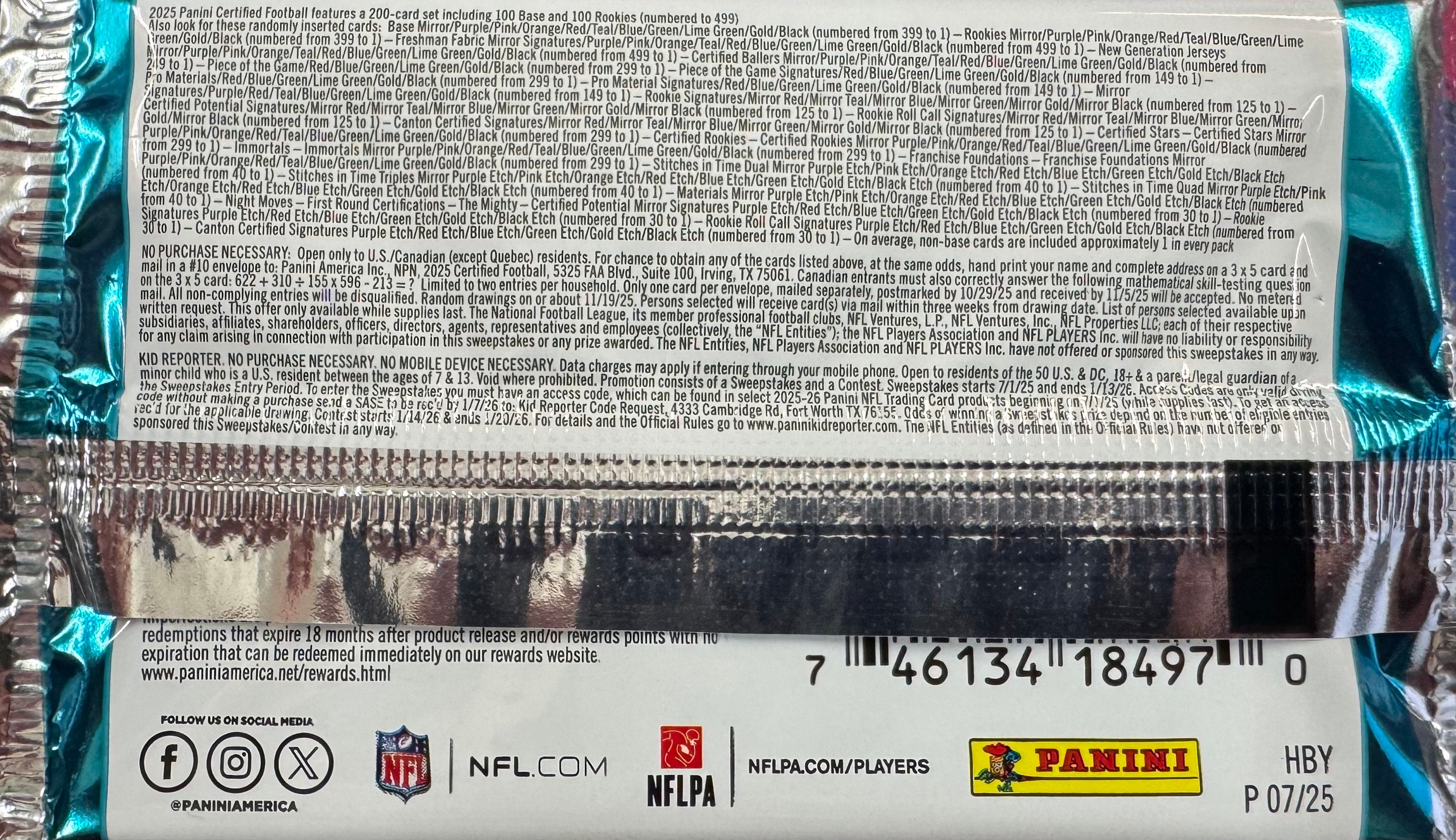 2025 Panini Certified Football Hobby Pack