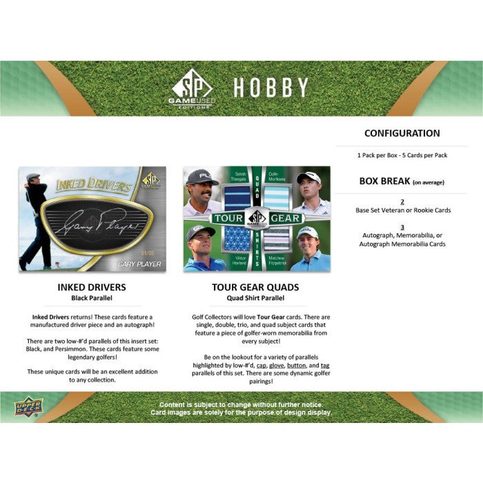 2024 Upper Deck SP Game Used Golf Hobby Box