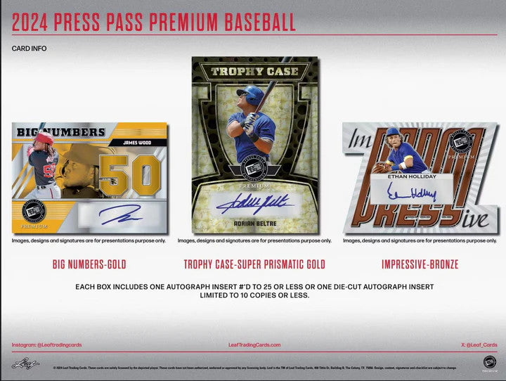 2024 Leaf Press Pass Premium Baseball Hobby Box