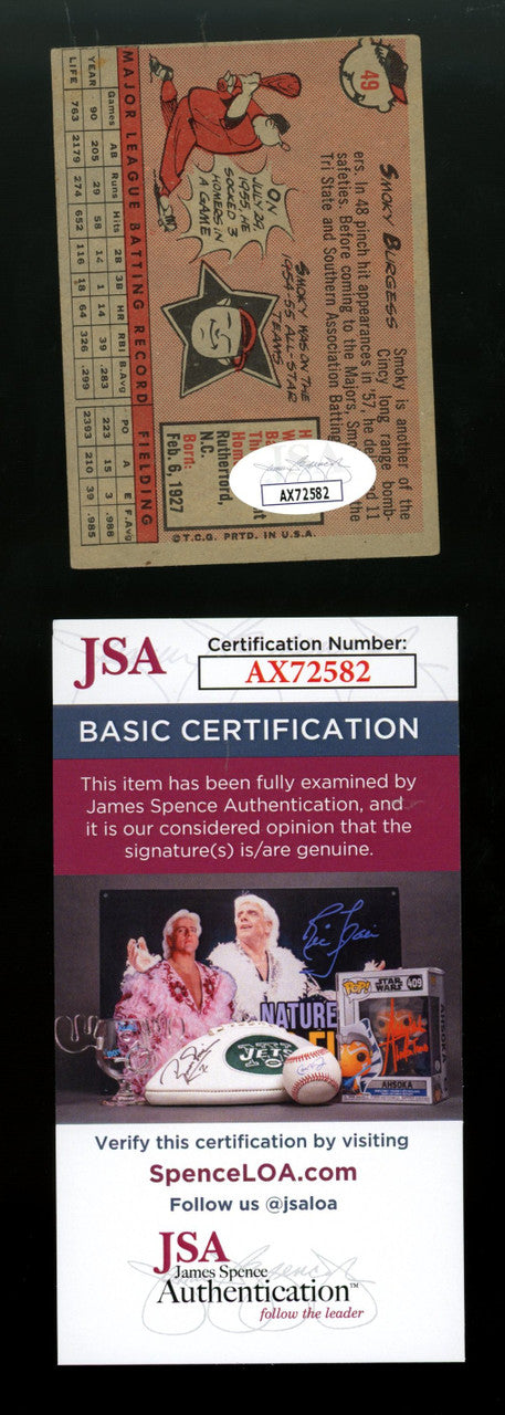 1958 Topps Smoky Burgess #49 Signed Autographed Card JSA