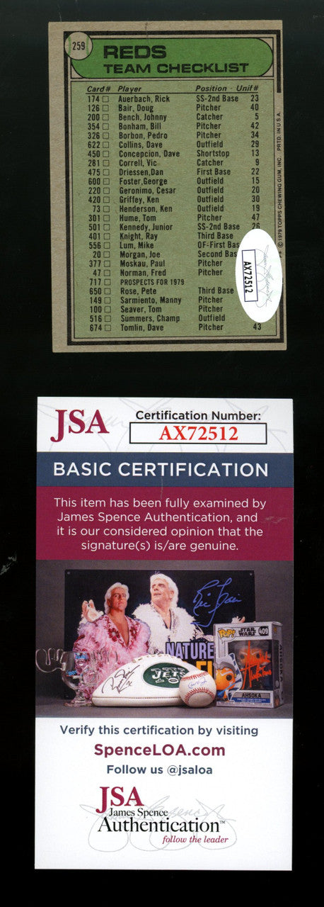 1979 Topps Sparky Anderson #259 Signed Autographed Card JSA