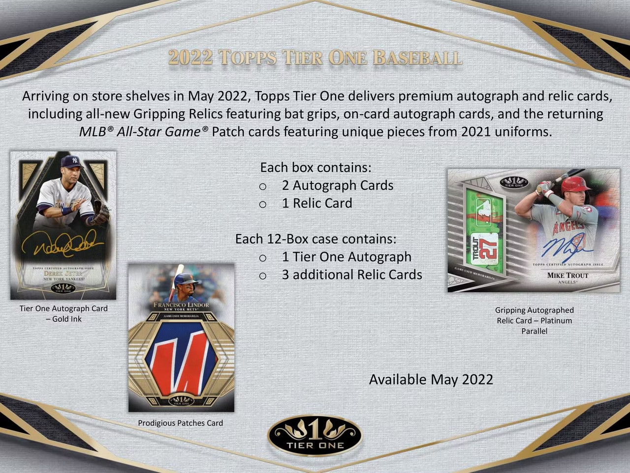 2022 Topps Tier One Baseball Hobby 12-Box Case