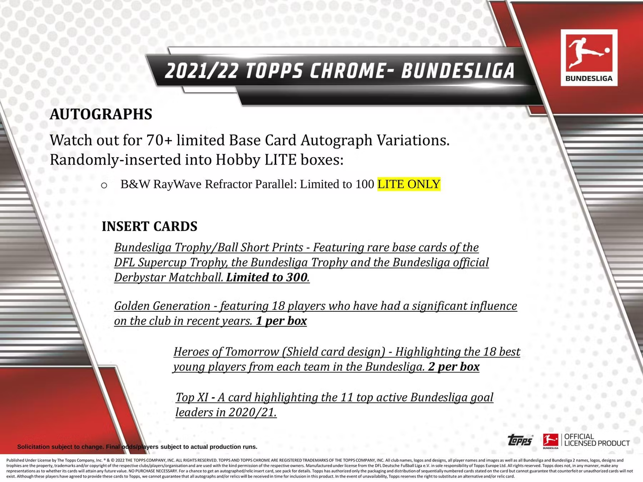 2021/22 Topps Chrome Bundesliga Soccer Lite Box
