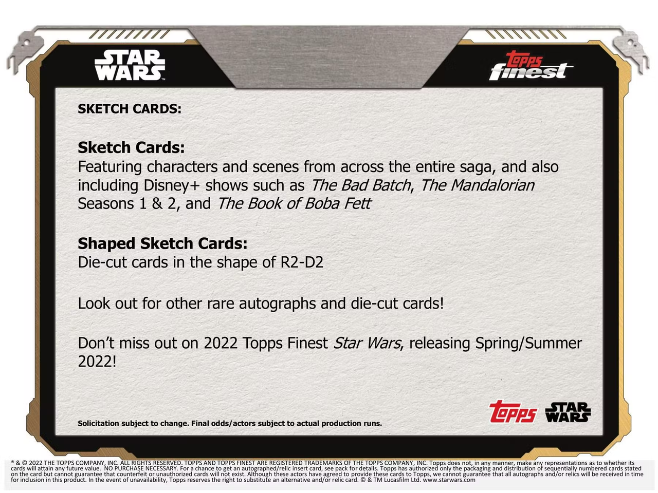 2022 Topps Finest Star Wars Hobby Case (8 Boxes)