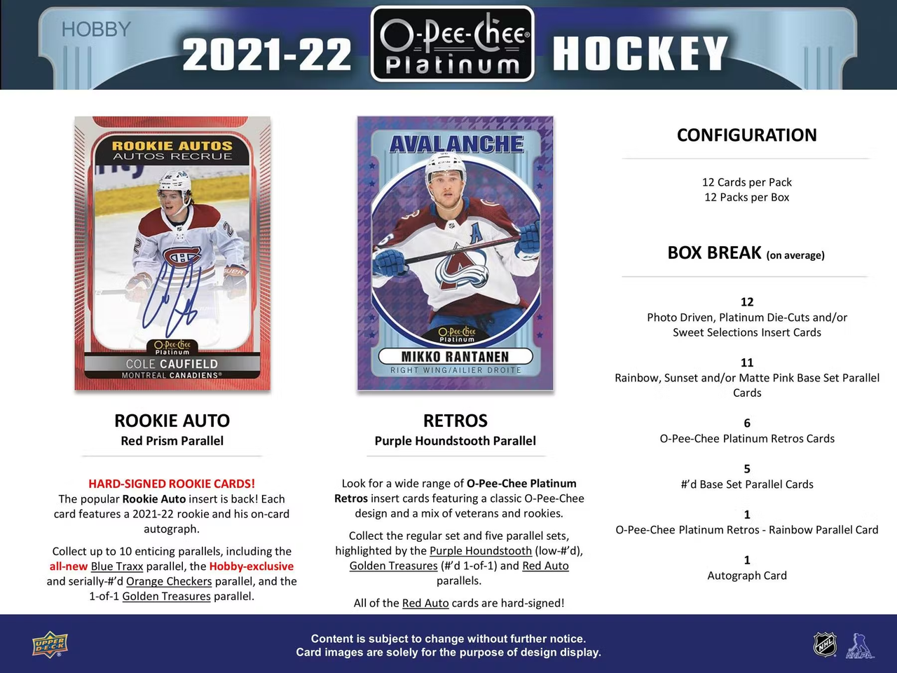 2021/22 Upper Deck O-Pee-Chee Platinum Hockey Hobby 8-Box Case