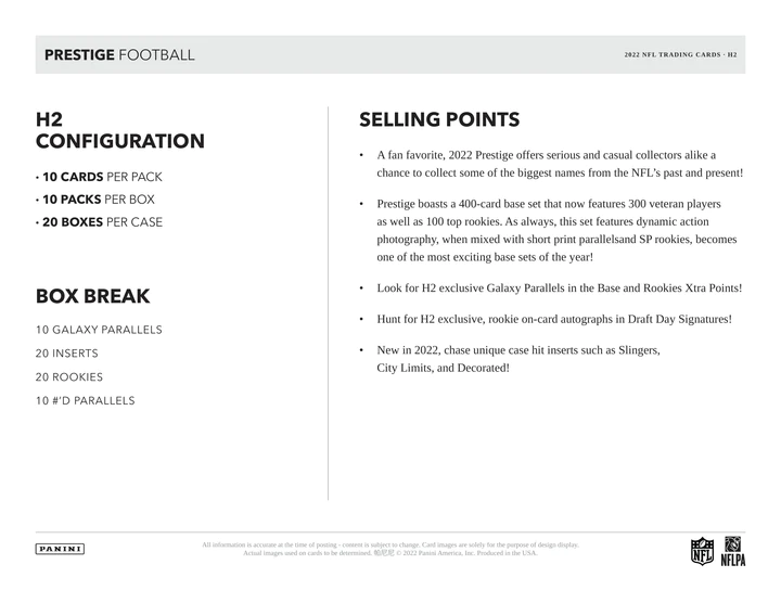 2022 Panini Prestige Football H2 Box