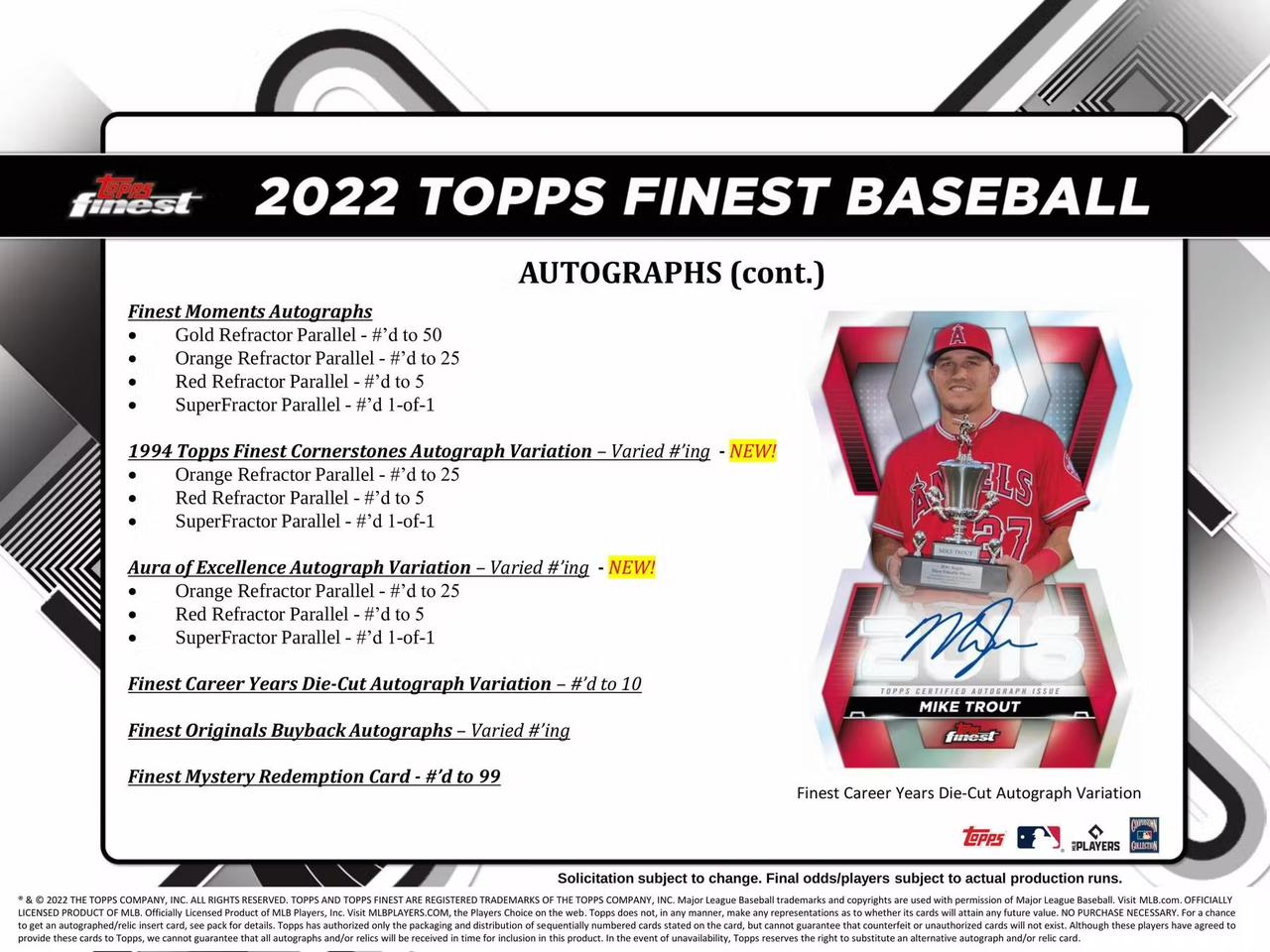 2022 Topps Finest Baseball Hobby 8-Box Case