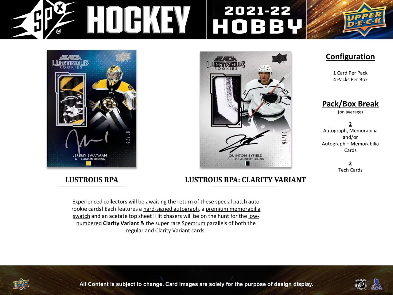 2021/22 Upper Deck SPx Hockey Hobby Box