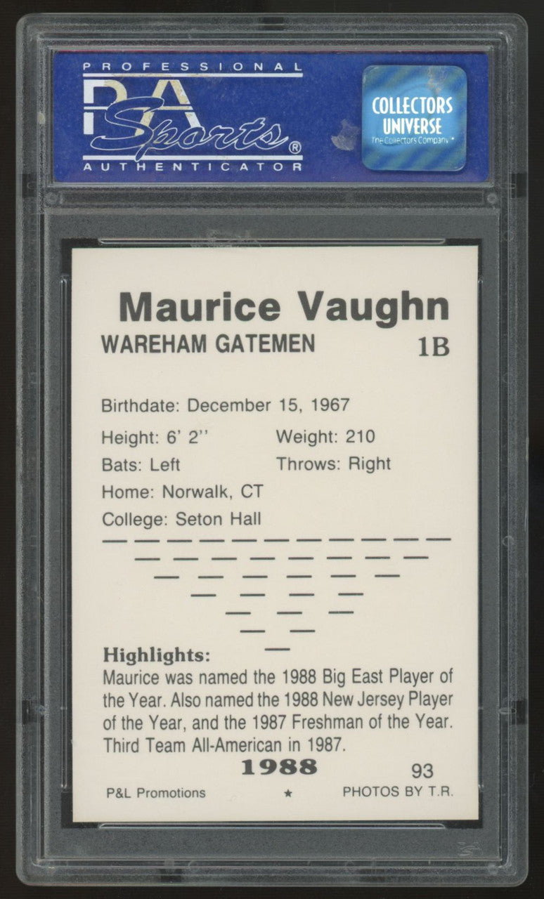 1988 P&L Cape Cod League Maurice Vaughn #93 PSA 10