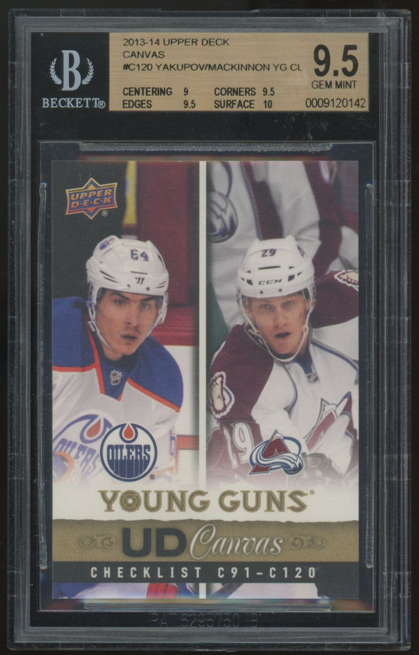 2013-14 UD Series One Yakupov/MacKinnon RC Canvas Young Guns Checklist BGS 9.5