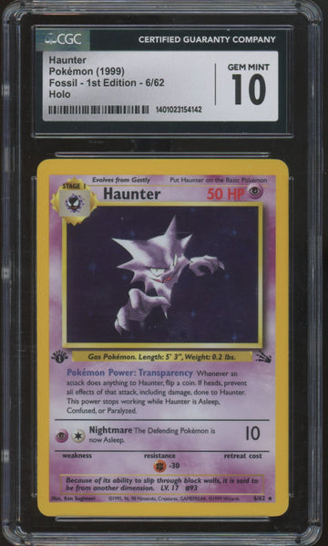 1999 Pokemon Haunter Fossil 1st Edition Holo  #6 CGC 10