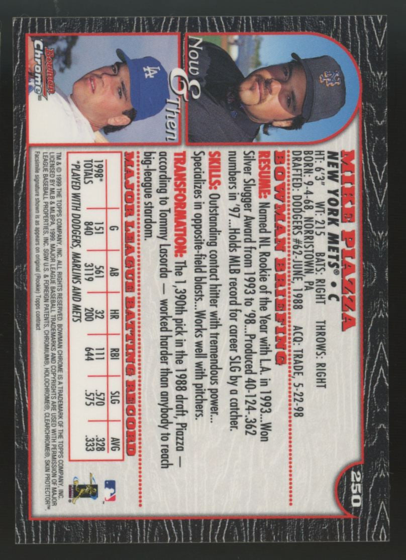 1999 Bowman Chrome Mike Piazza Gold Letters #250