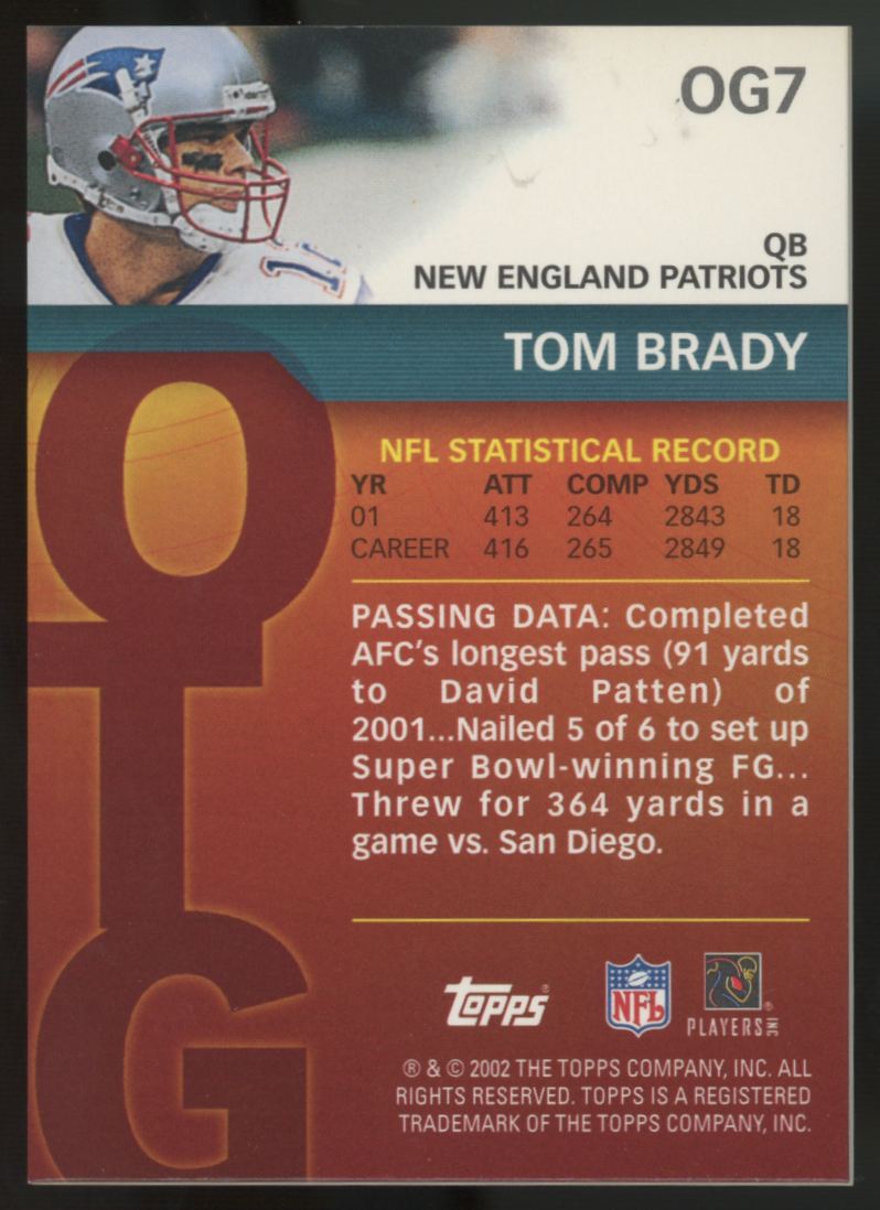 2002 Topps Tom Brady Own The Game #OG7