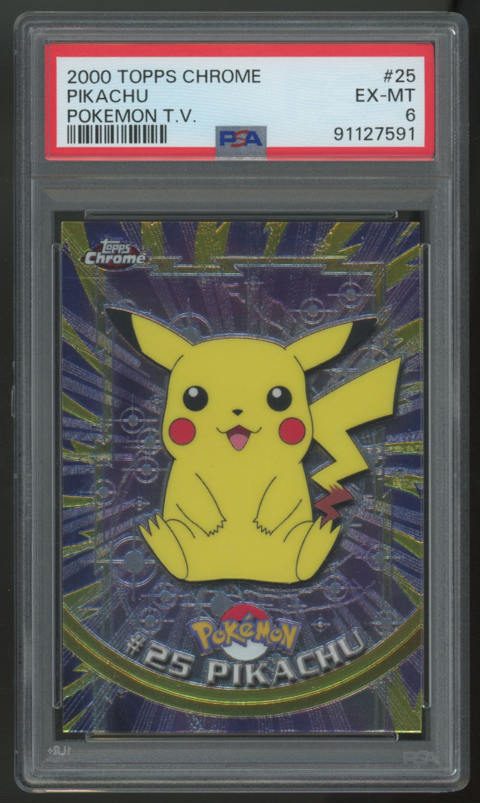 2000 Topps Chrome Pokemon Pikachu Holo #25 PSA 6