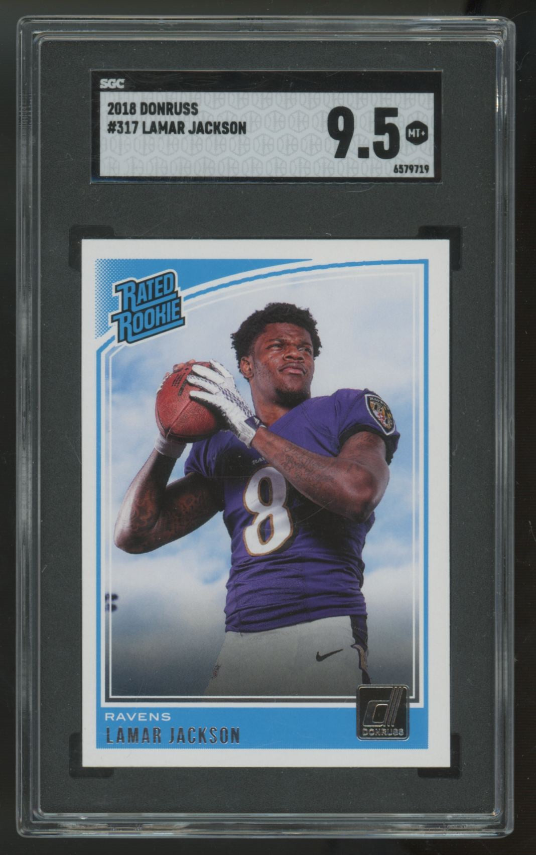 2018 Donruss Lamar Jackson RC Rated Rookie #317 SGC 9.5
