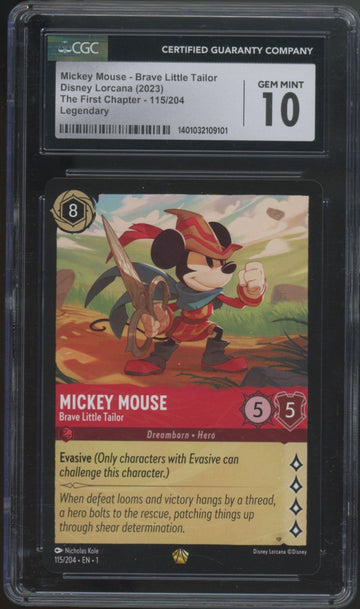 2023 Lorcana Mickey Mouse Brave Little Tailor First Chapter Legendary 115 CGC 10