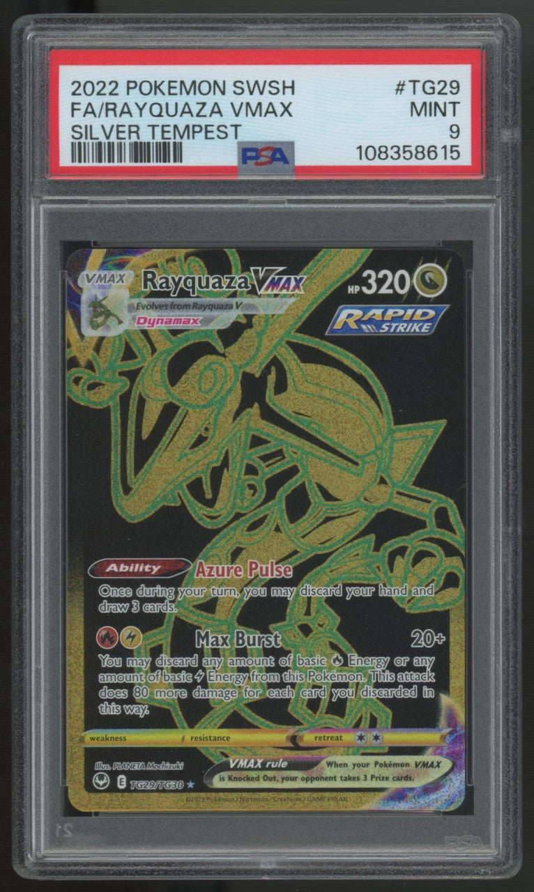 2022 Pokemon Rayquaza VMAX Silver Tempest Full Art #TG29 PSA 9 (C)